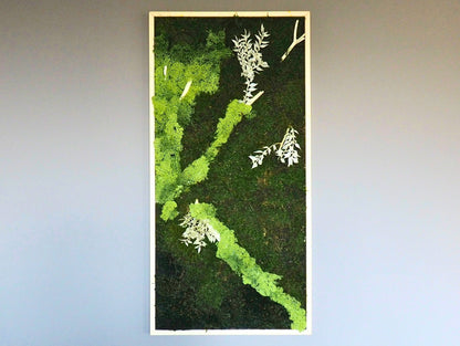 Quadro vegetale muschio e piante stabilizzate